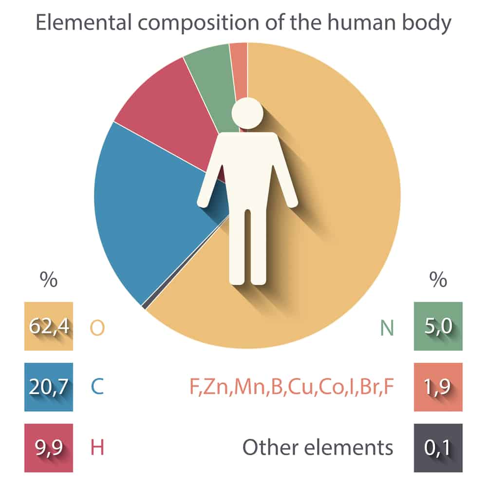Elemental composition of the human body, including 20.7% carbon, which and be made to order into a memory diamond.